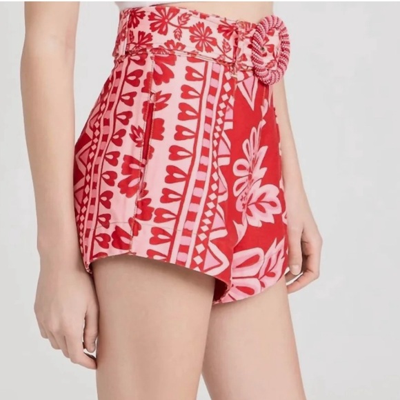 Farm Rio NWT Flora Tapestry Red Shorts w/ Belt - Picture 3 of 9